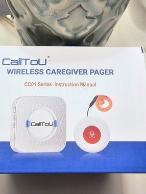 CallToU Wireless Caregiver Pager — White with Red Button